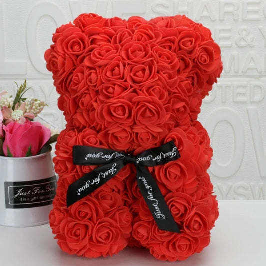 Romantic Valentine'S Daycreative Eternal Flower Rose Bear Christmas Gift Rose Bear Hug Bear Wedding Flower Decoration Gift